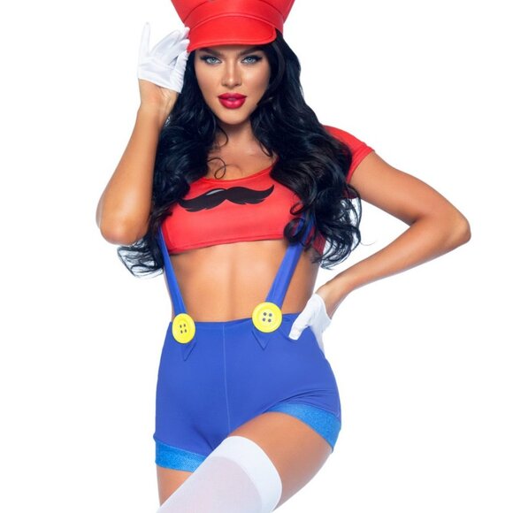 Leg Avenue Gamer Babe Sexy Costume Hat Super Mario Outfit 🆕SHIPS⌚😮‍💨⚡ - Picture 1 of 16